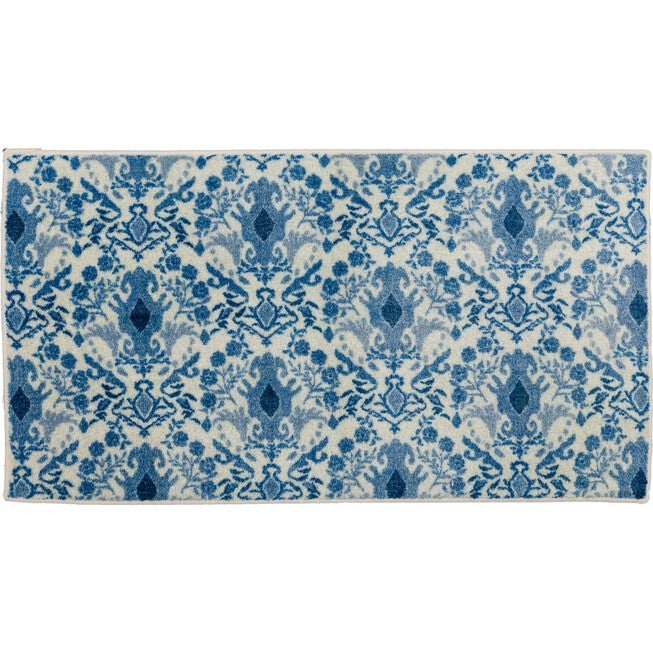 Damask Tile Navy Kitchen Rug, NAVY, hi-res image number 0