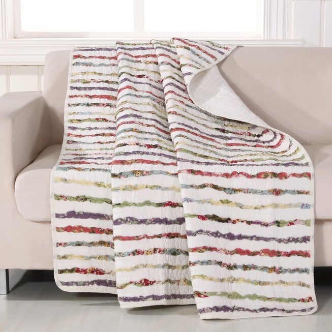 Bella Ruffle Quilted Throw Blanket, MULTI, hi-res image number 0