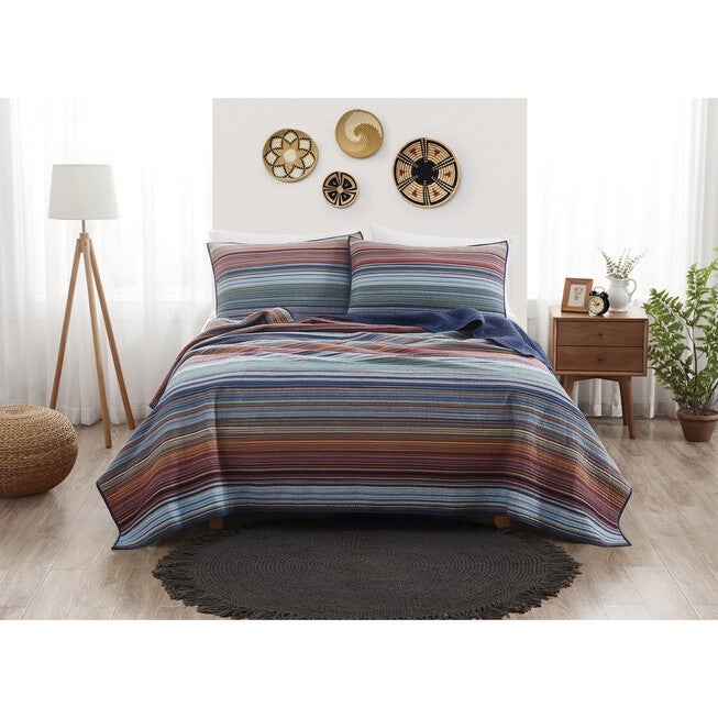 Met Stripe Yarn Dye 3 Piece Quilt Set, MULTI, hi-res image number 0