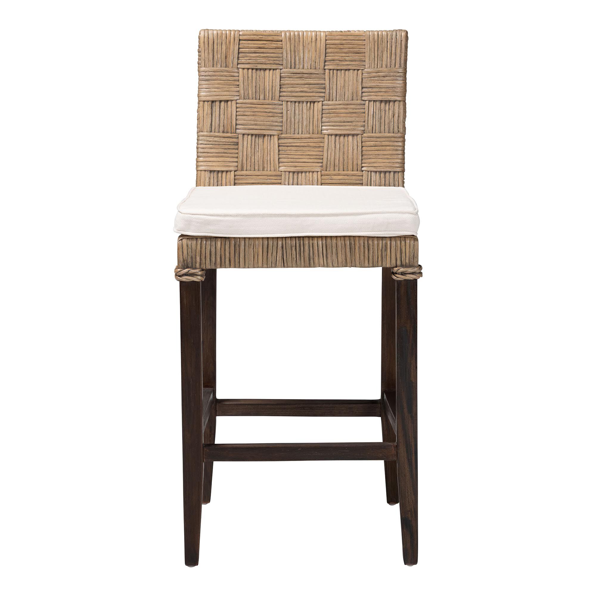 Fatima Natural Rattan Counter Stool with Cushion, GREY, alternate image number 2