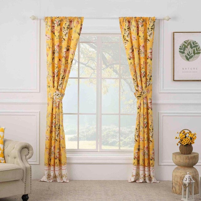 Finley Yellow Curtain Panel Pair, , on-hover image number 1
