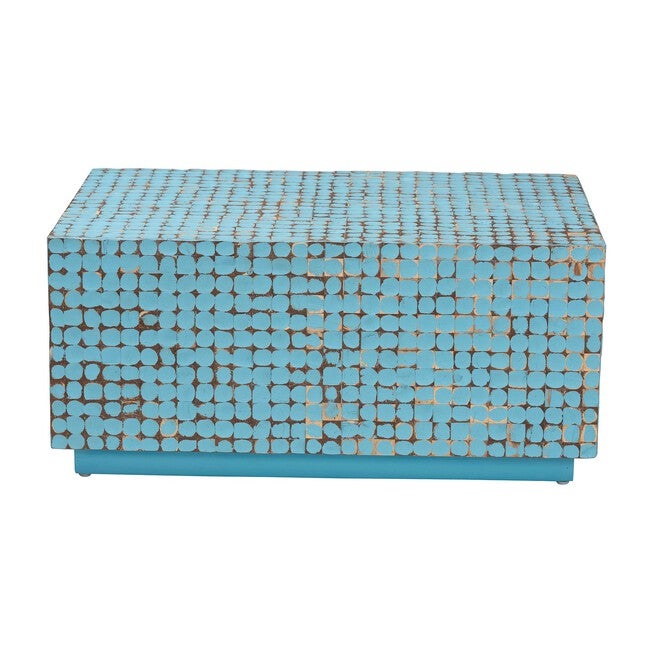 Nitza Bohemian Coconut Shell and Acacia Wood Coffee Table, BLUE, alternate image number null