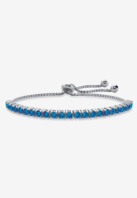 Silver Tone Bolo Bracelet (4mm), Simulated Birthstone 9.25" Adjustable, SEPTEMBER, hi-res image number null