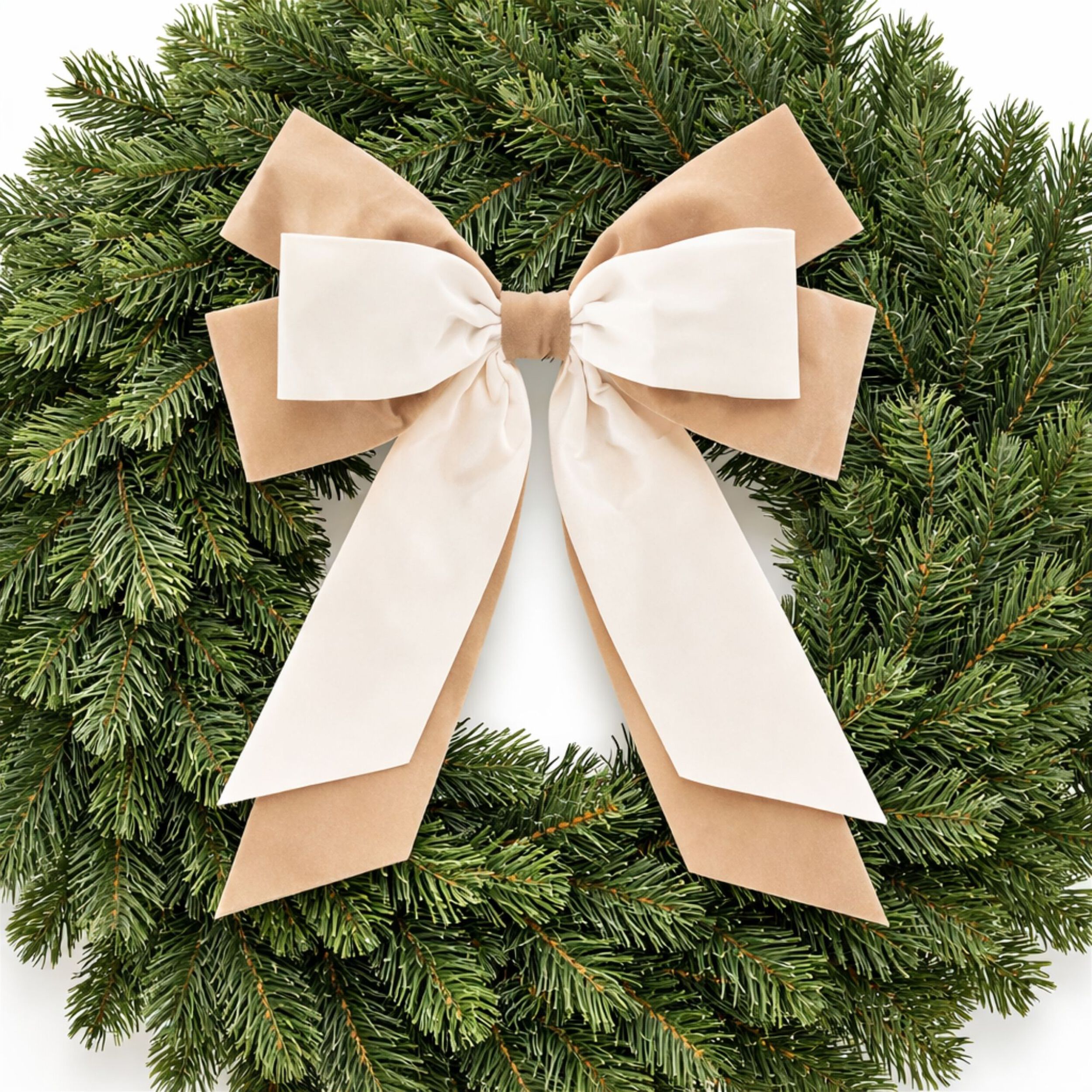 Double Bow Ornament (Set of 2), CREAM TAN, alternate image number 1