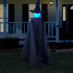 60" Pre-Lit 2-in-1 Hanging Witch