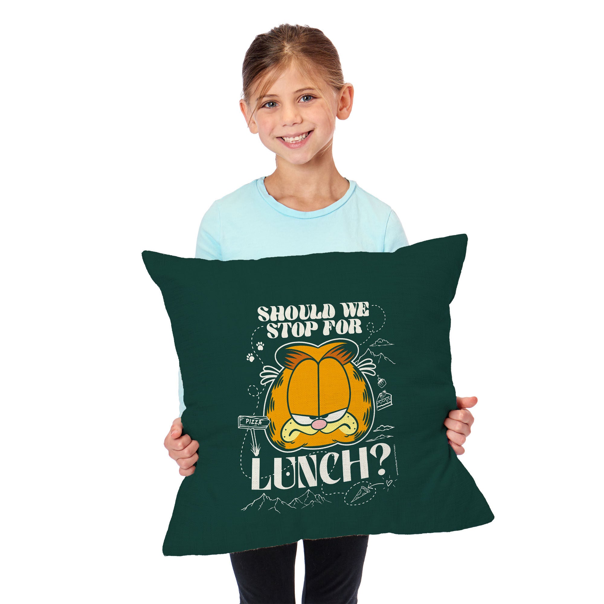 Nickelodeon Garfield Stop For Lunch Throw Pillow 18X18 Inches, GREEN, alternate image number 2