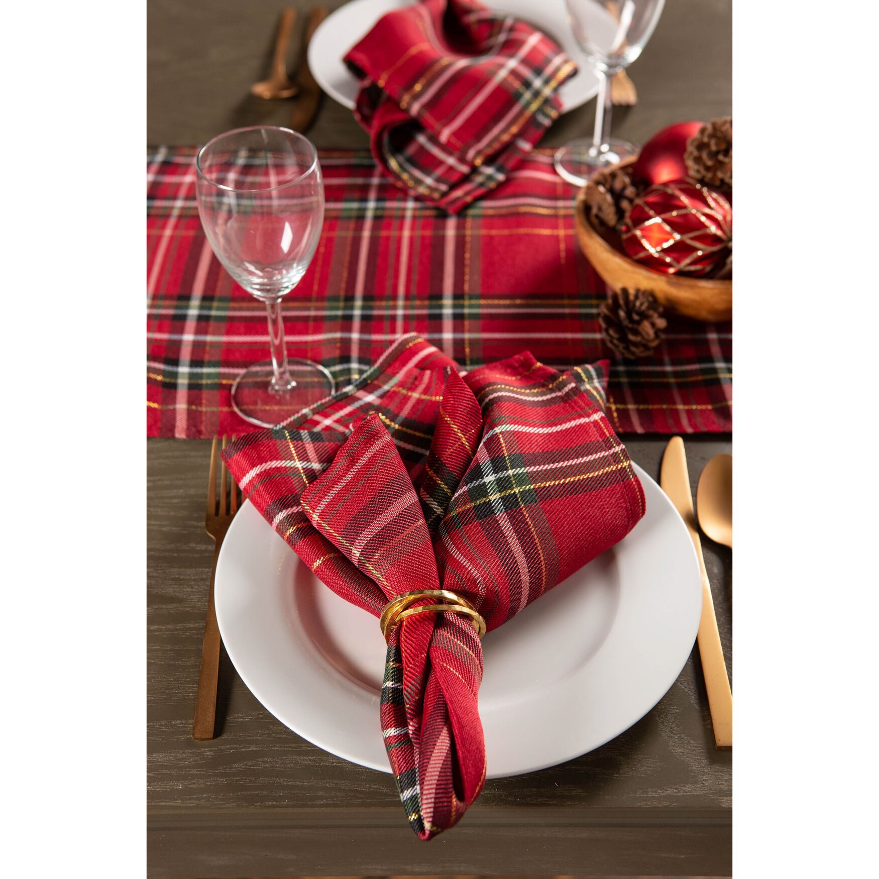 Holiday Metallic Plaid Napkin, Set of 6, , alternate image number 2