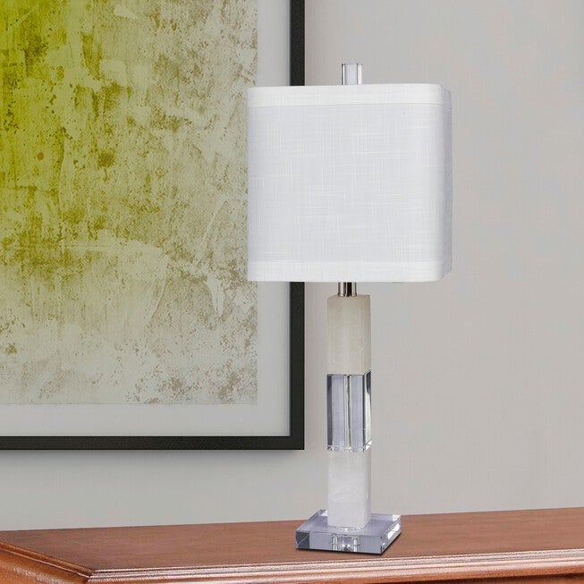 Snow Marble & Crystal 26 inches Table Lamp, Set 2, , on-hover image number 1