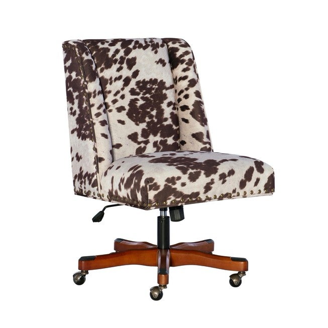 Delgany Office Chair Brown and White Cow Print, BROWN, hi-res image number 0