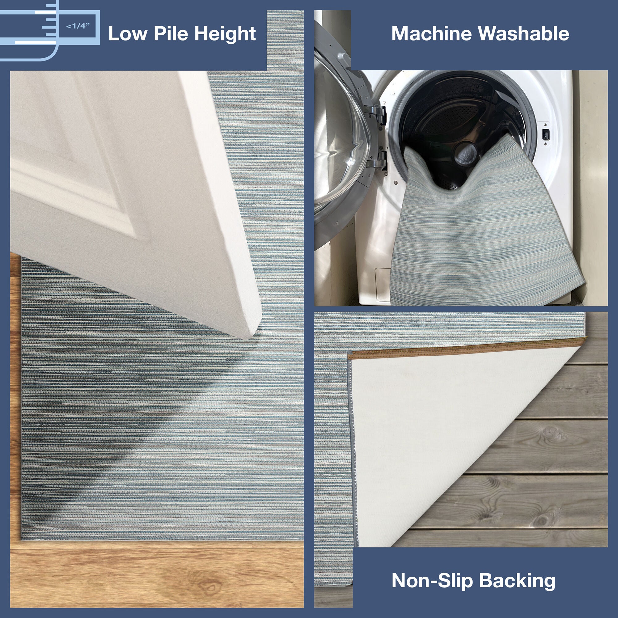 Liora Manne Miranda Tweed Stripe Indoor/Outdoor Area Rug Aqua 2' x 2 feet 10 inches, AQUA, alternate image number 6