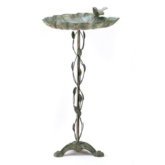 Verdigris Leaf Birdbath, GREEN, hi-res image number null
