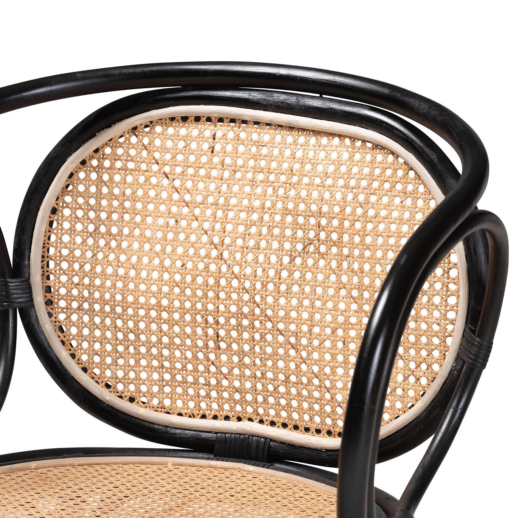 Palesa Modern Bohemian Two-Tone Black And Natural Brown Rattan Dining Chair, , alternate image number 13