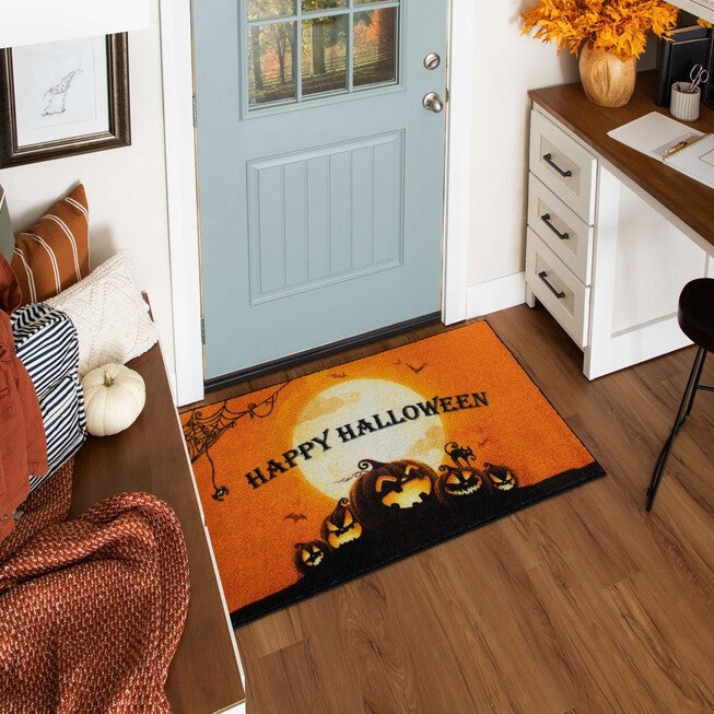 Pumpkin Sunset Orange Kitchen Rug, , alternate image number null