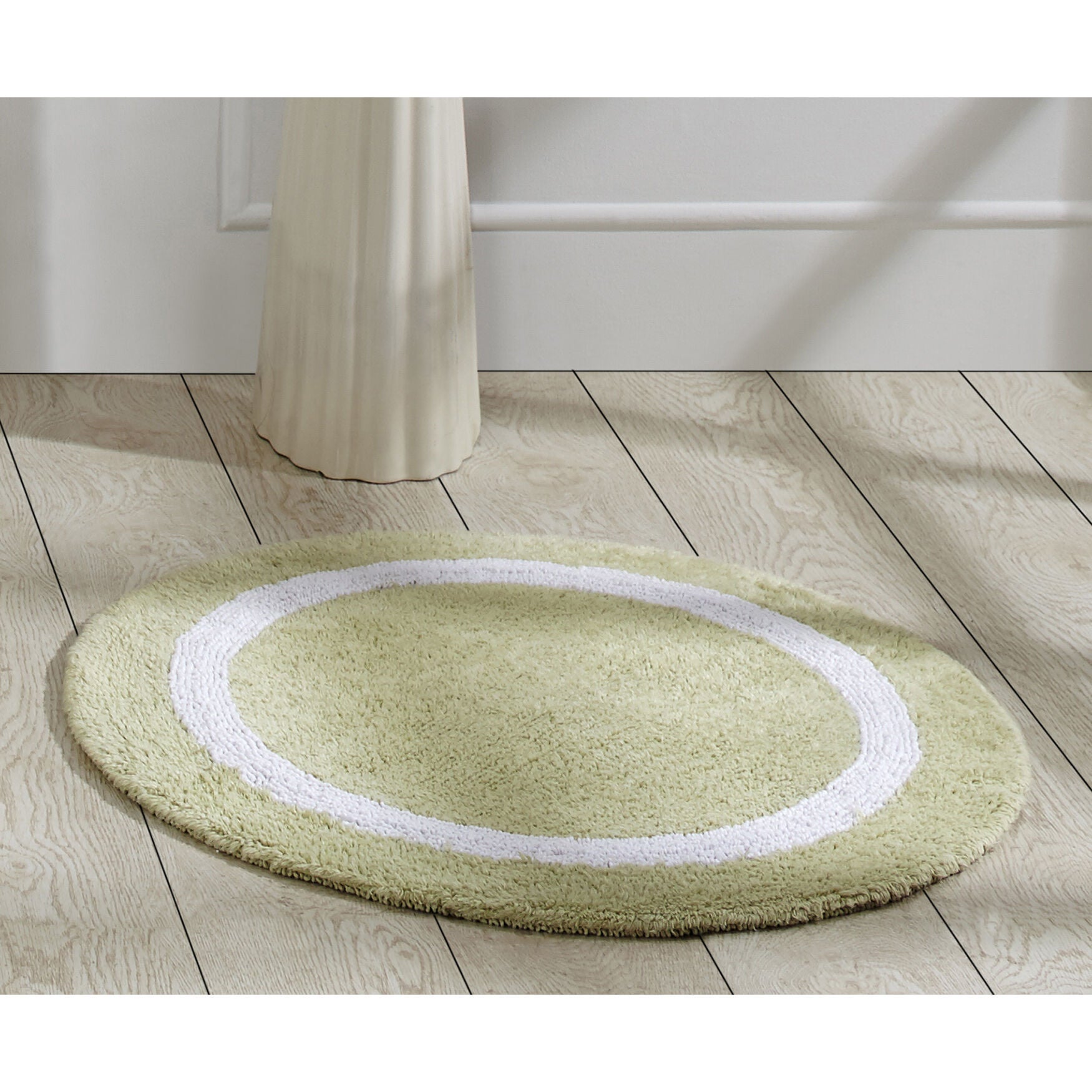 Hotel Collection 100% Cotton 30 inches Round Bath Rug, SAGE WHITE, hi-res image number 0