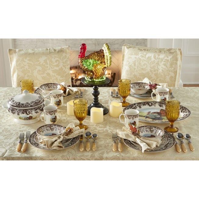 17 ¼"H Pre-lit Glass Turkey On Metal Stand, , alternate image number 1