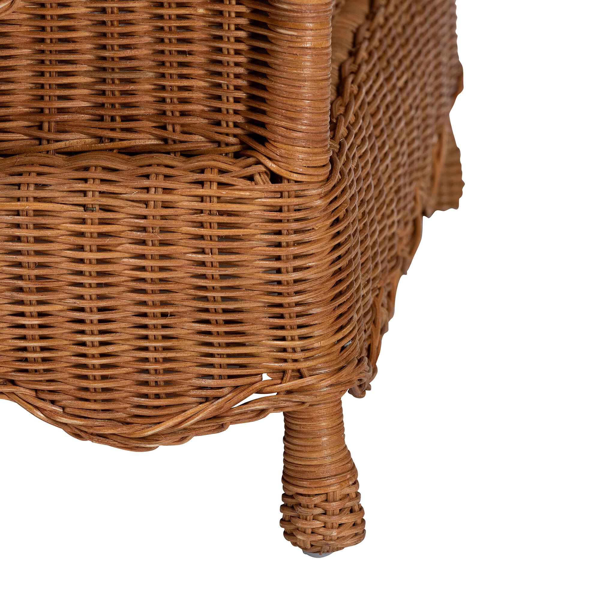 Papina Natural Rattan Pet Bed with Scalloped Sides, 31.5 inches, HONEY, alternate image number 5