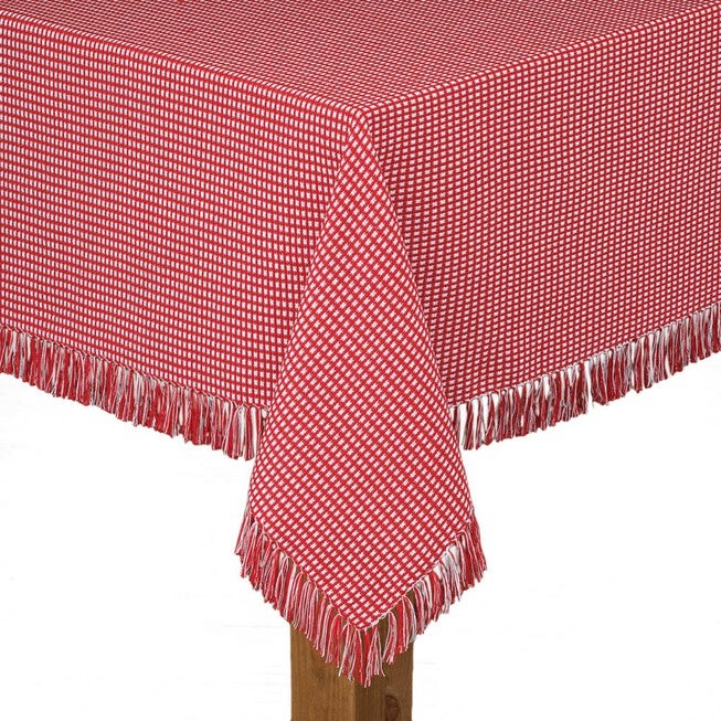 Homespun Check Woven Tablecloth, RED, hi-res image number null