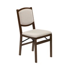 Contemporary Upholstered Back Wood Folding Chairs, Set Of 2