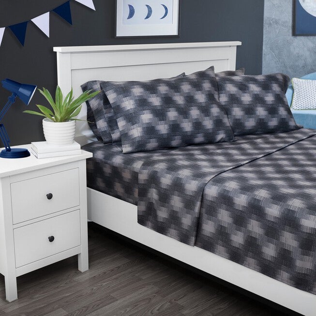 Ecko Shaded Stripe Microfiber Sheet Set Sheet Set, GRAY BLACK, hi-res image number 0