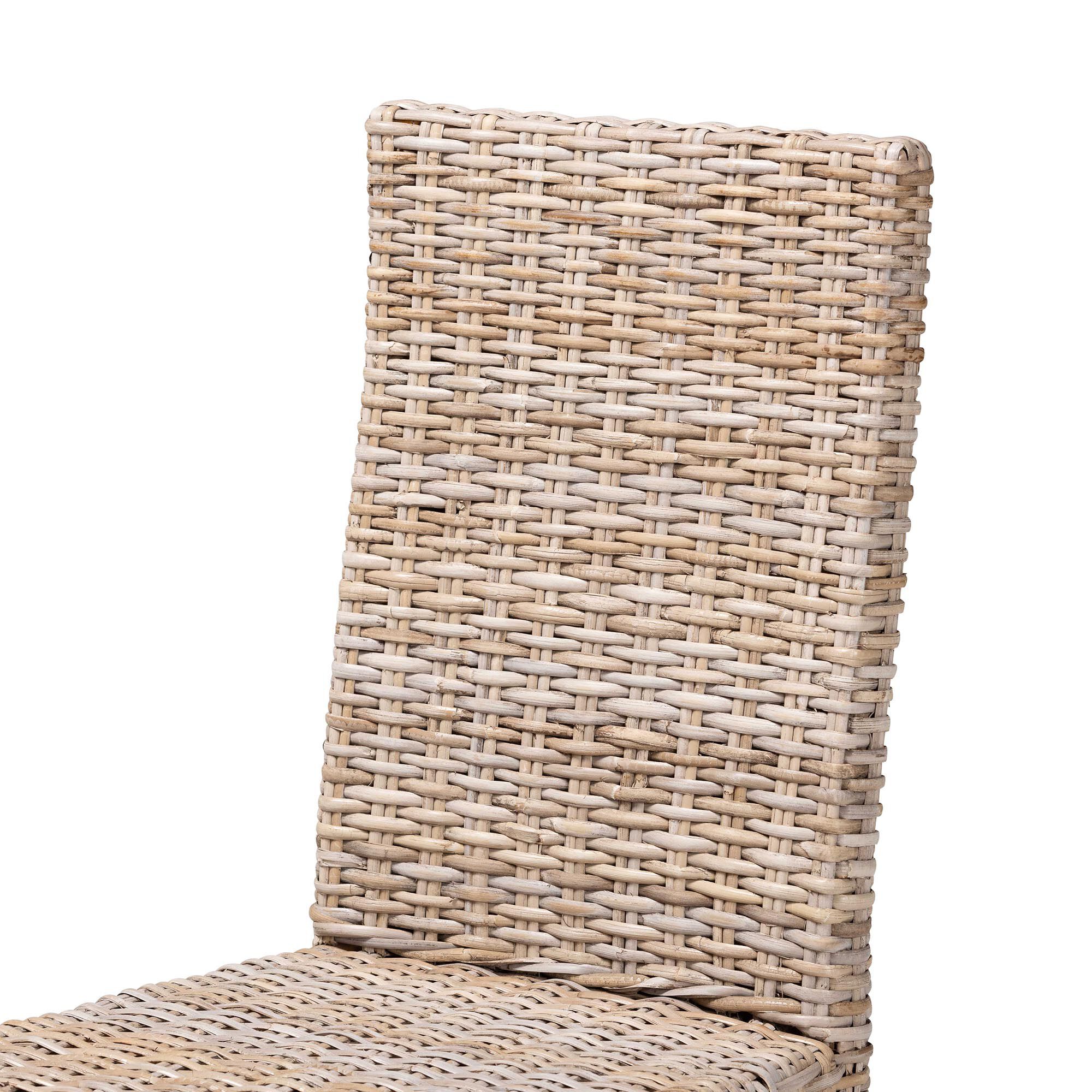 Nevina Bohemian Grey Kubu Rattan and Mango Wood Dining Chair, GREY, alternate image number 6