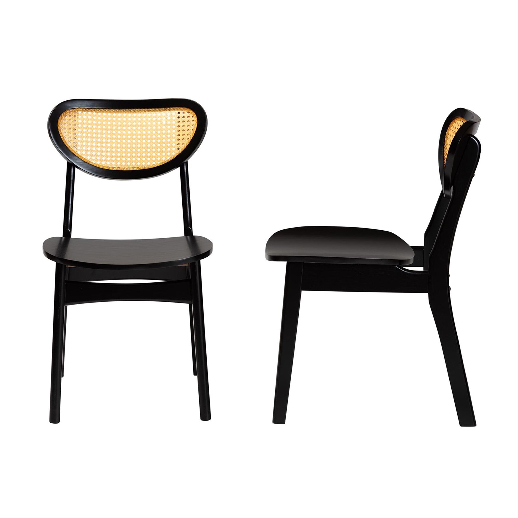 Hesper Mid-Century Modern Walnut Brown Finished Wood and Rattan 2-Piece Dining Chair Set, , alternate image number 8