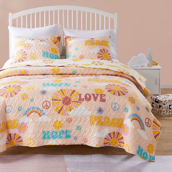 Cassidy Quilt and Pillow Sham Set, PEACH, hi-res image number null
