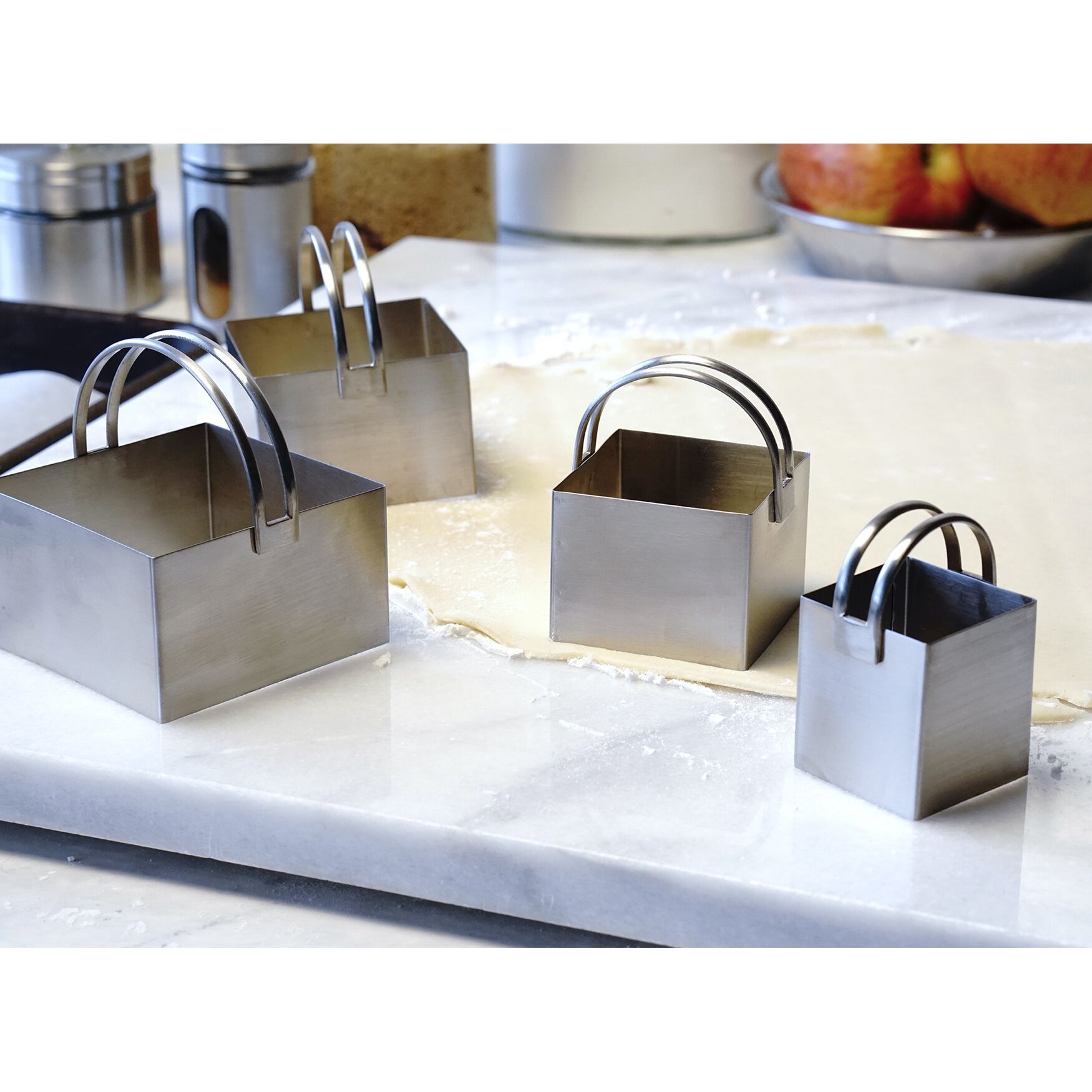 Square Stainless Steel Biscuit Cutters, Set 4, , alternate image number 5