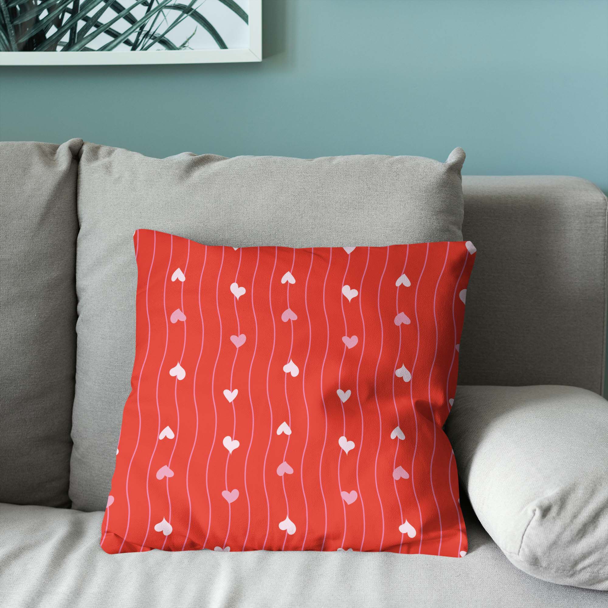 Valentine's Day Line Hearts Throw Pillow 18X18 Inches, RED, alternate image number 3