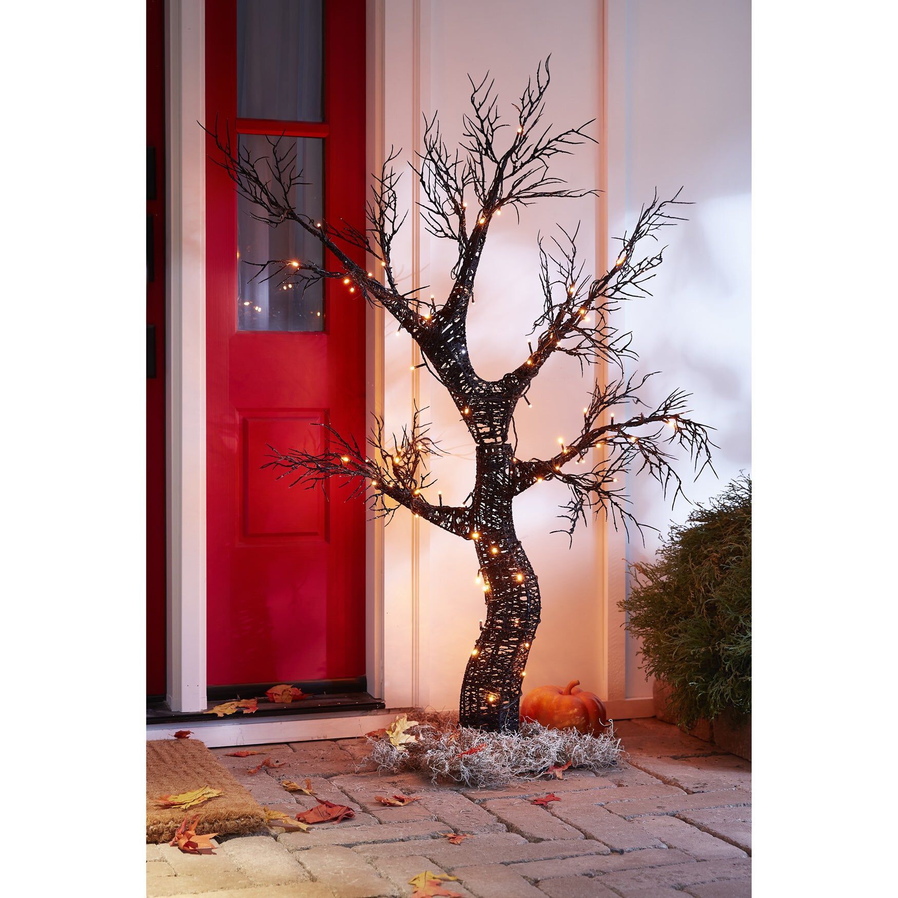 4' Halloween Tree with LED Lights, Black | Woman Within