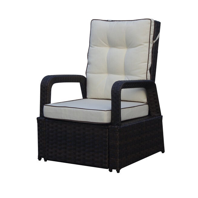 Brusell Outdoor Wicker Recliner Patio Chair With Cushions Patio Chair, , alternate image number 3