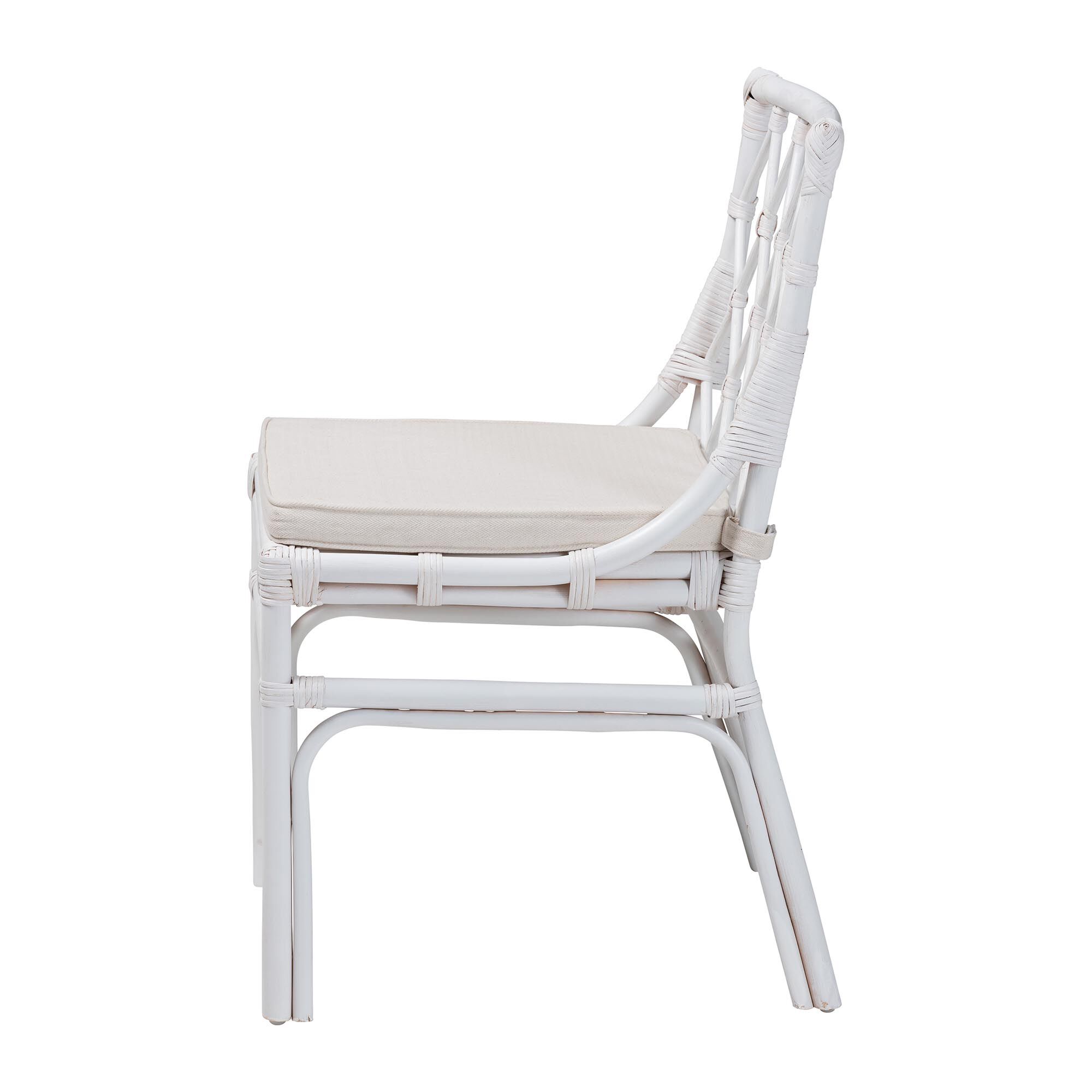 Carwyn Bohemian White Rattan Dining Chair, WHITE, alternate image number 3
