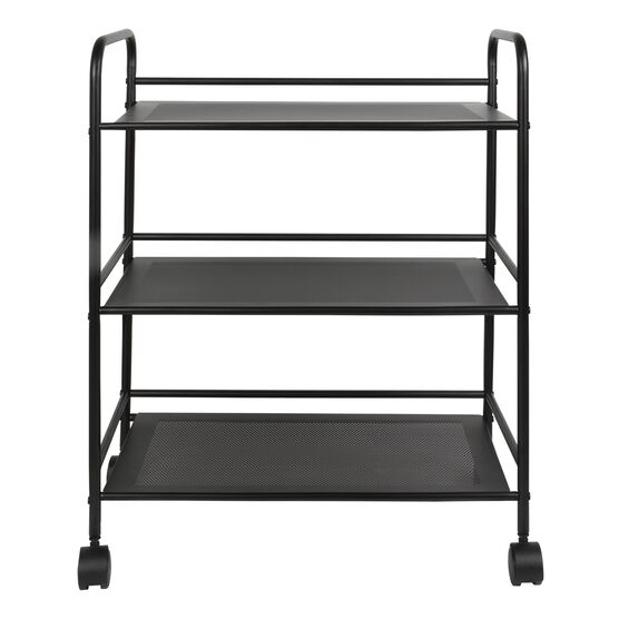 3 Tier Metal Cart With Wheels, Black, , alternate image number null