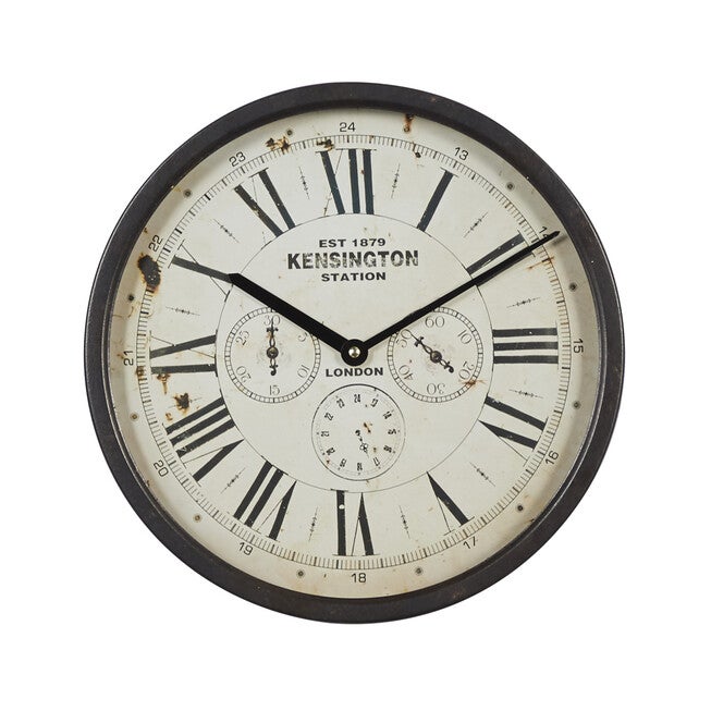 Brown Vintage Metal Wall Clock, BROWN, hi-res image number null
