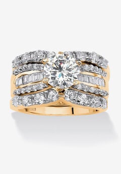 Gold over Silver Bridal Ring Set Cubic Zirconia (5 5/8 cttw TDW)