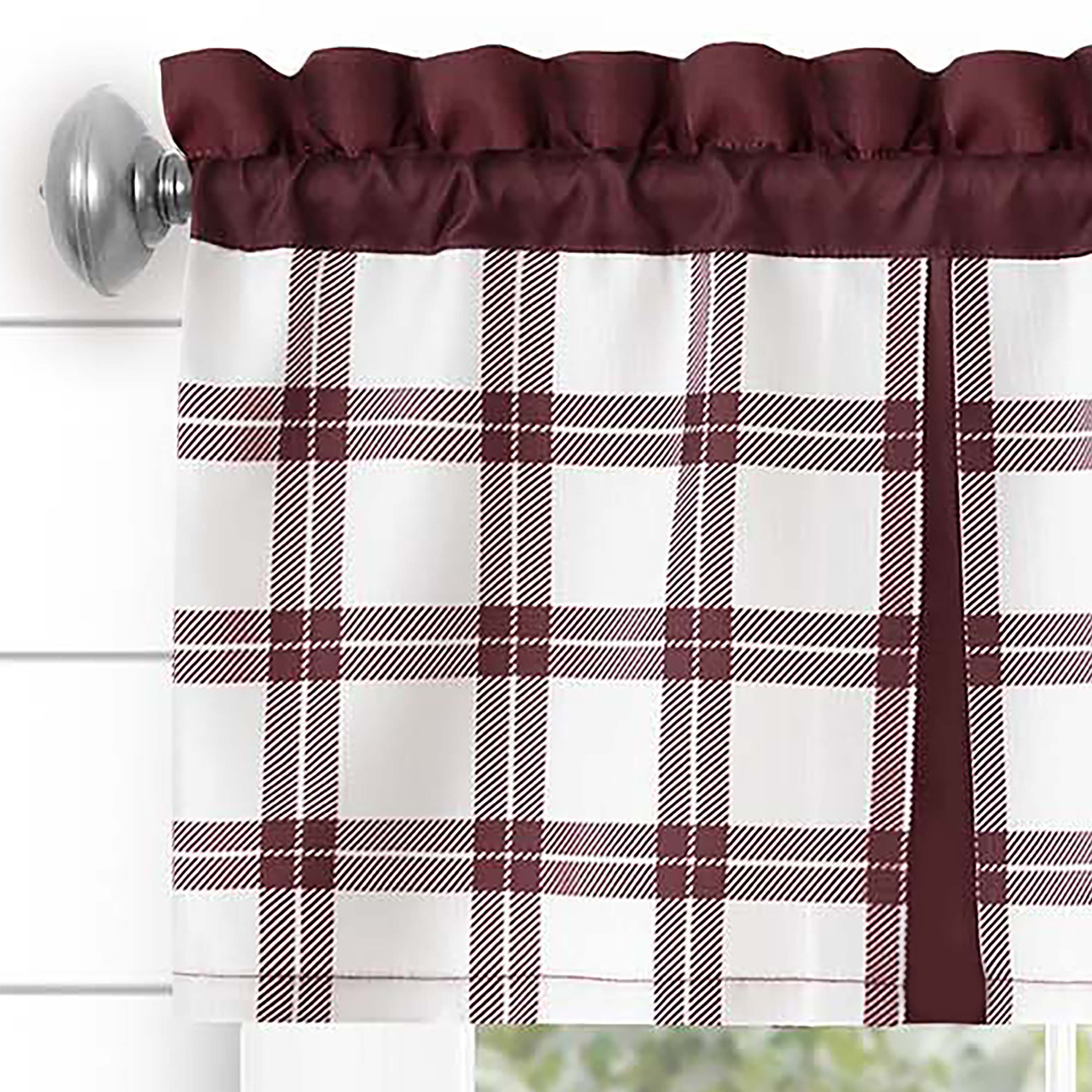 Tate Tier and Valance Window Curtain Set, BURGUNDY, alternate image number 3