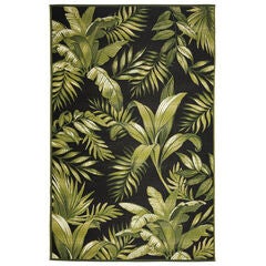 Marina Jungle Leaves Indoor/Outdoor Area Rug Black