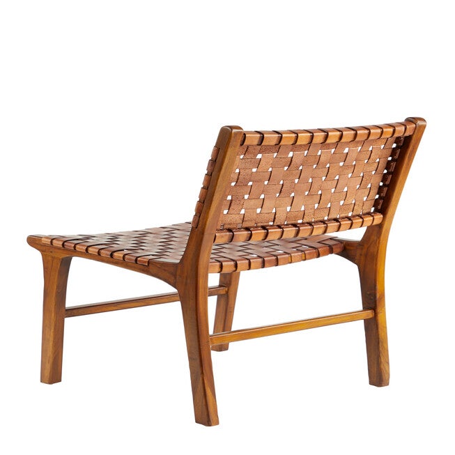 Brown Leather And Teak Contemporary Dining Chair Dining Chair, , on-hover image number null