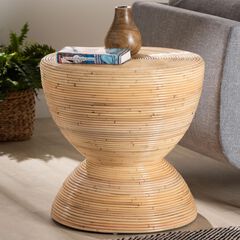 Tokyo Laminated Natural Rattan Side Table, Natural