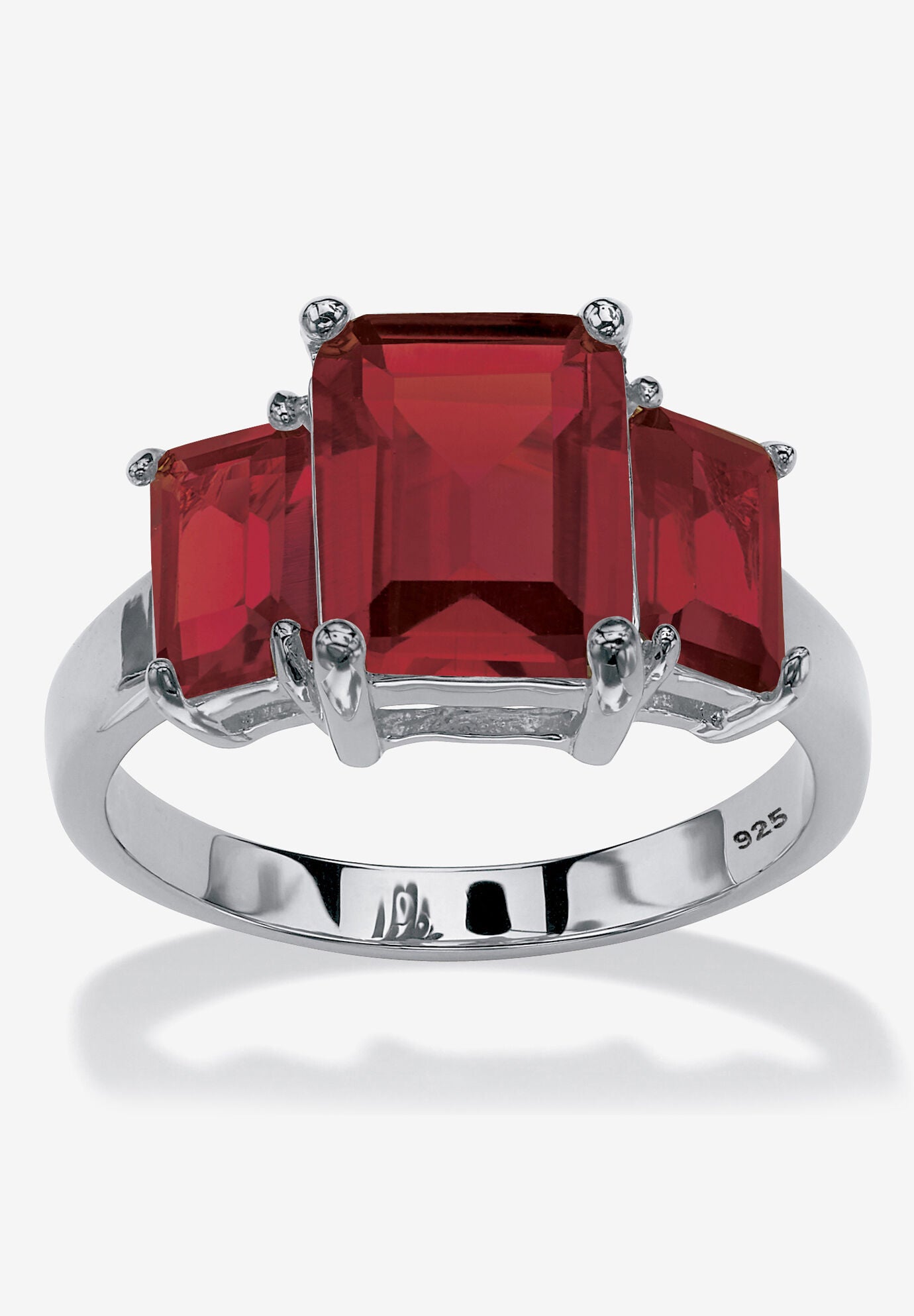 Sterling Silver 3 Square Simulated Birthstone Ring, JANUARY, hi-res image number 0