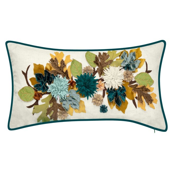 Harvest Dimensional Leaves Lumbar Decorative Pillow , MINERAL, hi-res image number 0