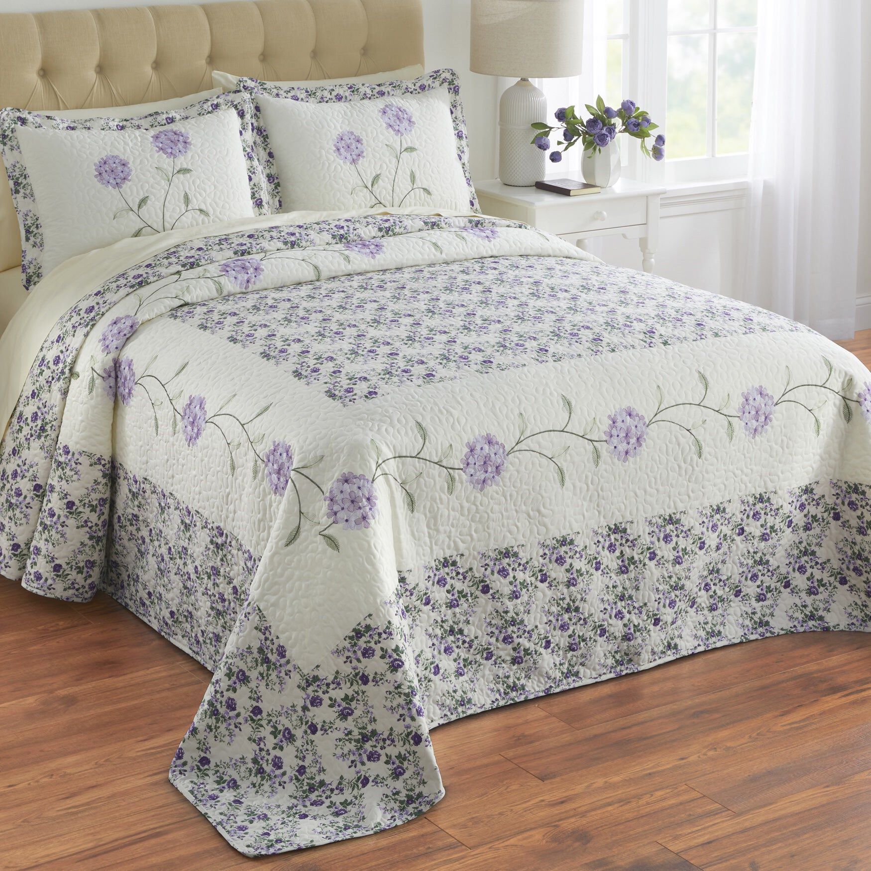 Margaret Embroidered Bedspread Collection, , hi-res image number 0