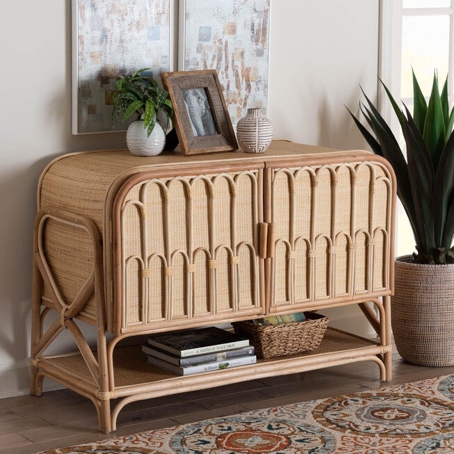 Gitano Bohemian Natural Rattan 2-Door Storage Cabinet, , alternate image number null