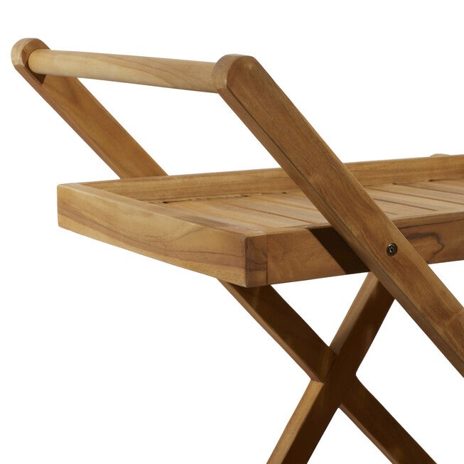 Brown Teak Wood Traditional Rolling Serving Cart, , alternate image number null