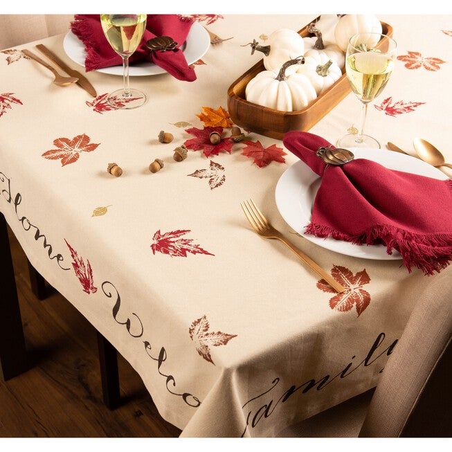 Rustic Leaves Print Tablecloth 60x84, , alternate image number null