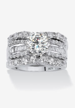 Platinum over Silver Bridal Ring Set Cubic Zirconia (5 5/8 cttw TDW)