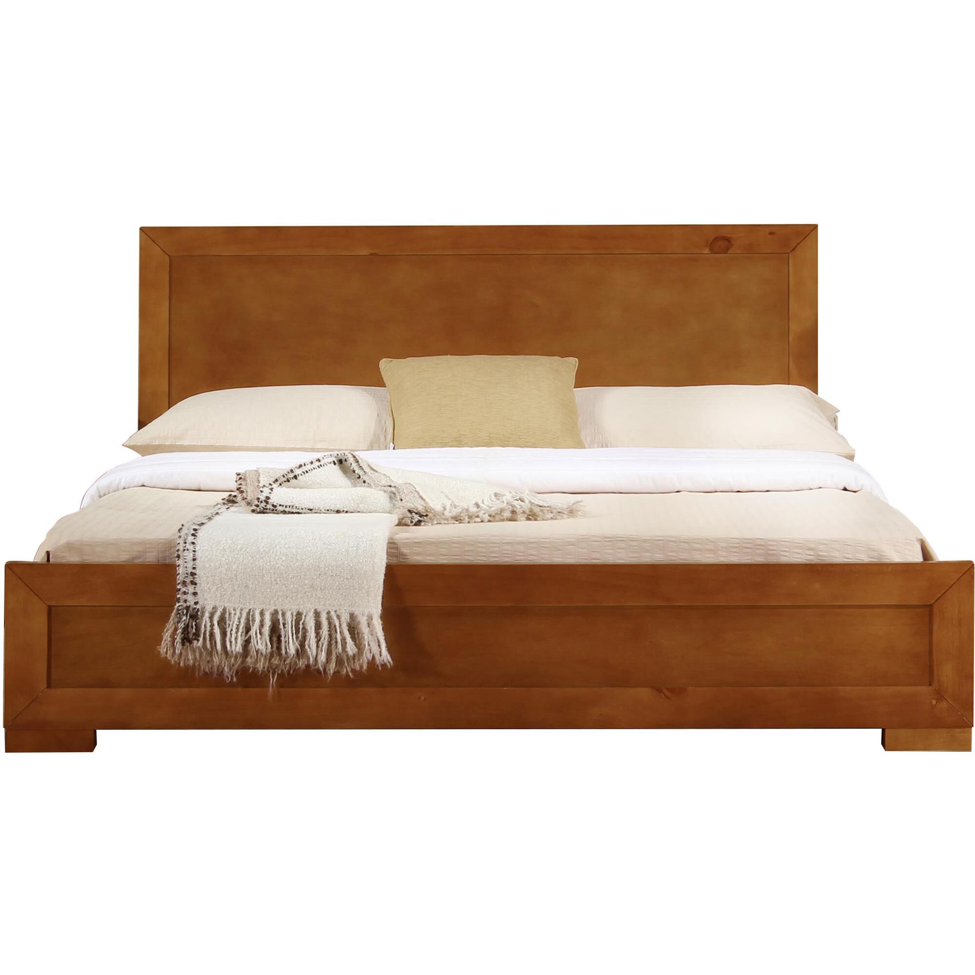 Trent Wooden Platform Bed in Walnut, Queen, OAK, hi-res image number 0