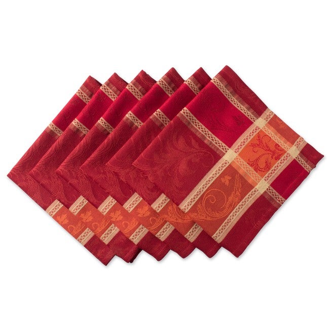 Harvest Wheat Jacquard Napkin, Set of 6, TAN, hi-res image number 0