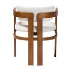 Cream boucle dining chair with wooden frame