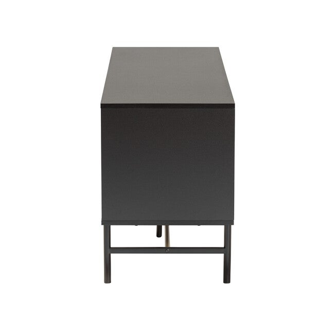 Truett Modern Dark Brown Finished Wood And Two-Tone Black And Gold Metal Tv Stand, , alternate image number null