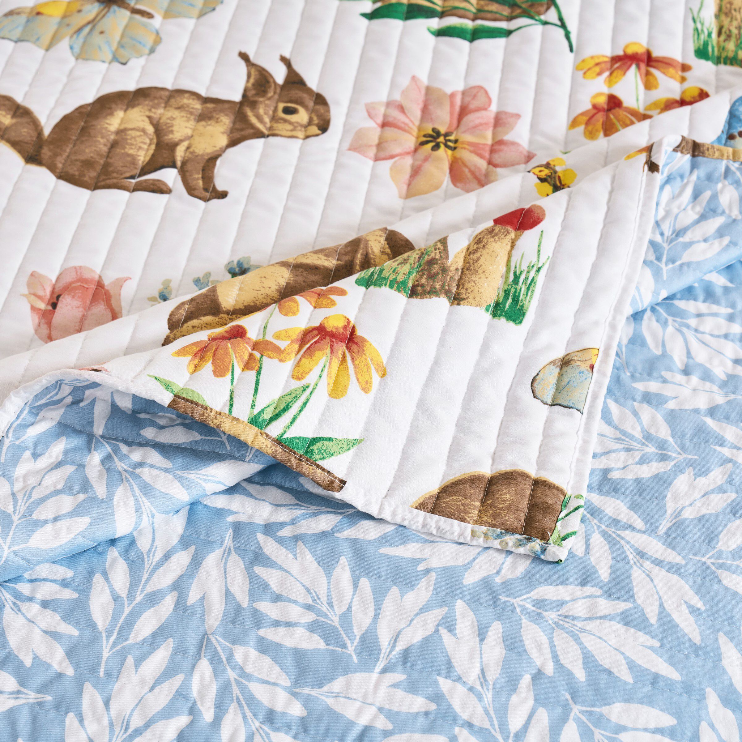 Willow Spring Forest Animals Quilted Throw Blanket, WHITE, alternate image number 3